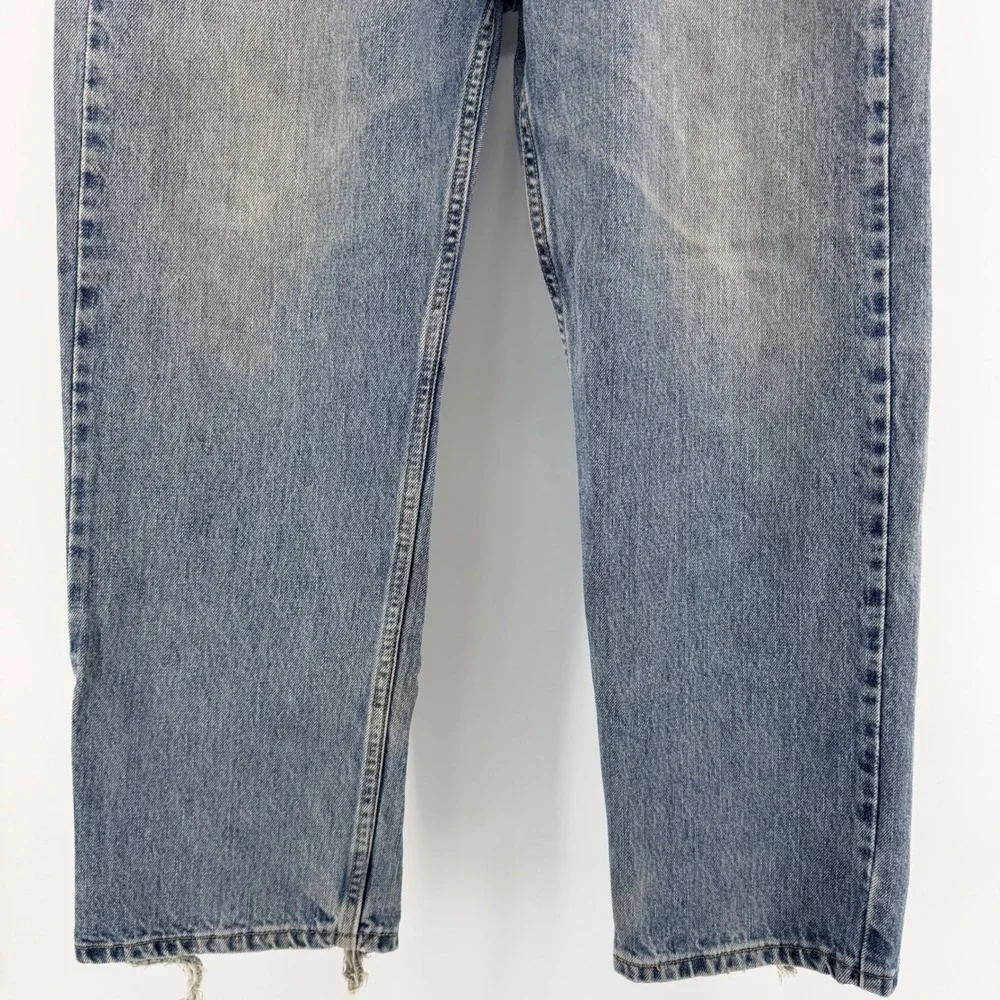 Levi's 505 Regular Fit Distressed Jeans Vintage Workwear 38x29 Medium Wash Blue